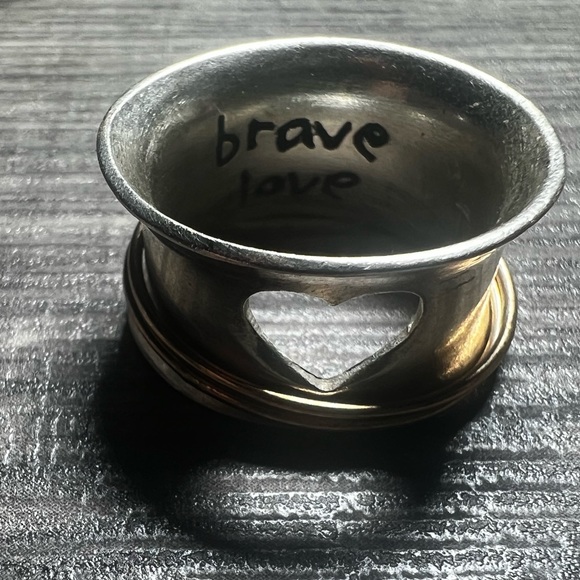 Brave Love Spinner ring Sterling silver with 10k Gold - Picture 1 of 7